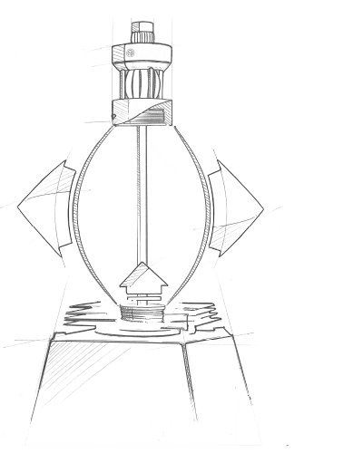 Illustration: durch Pulsieren der Schwingspule ändert sich die Krümmung der Lamellen und es entstehen Schallwellen